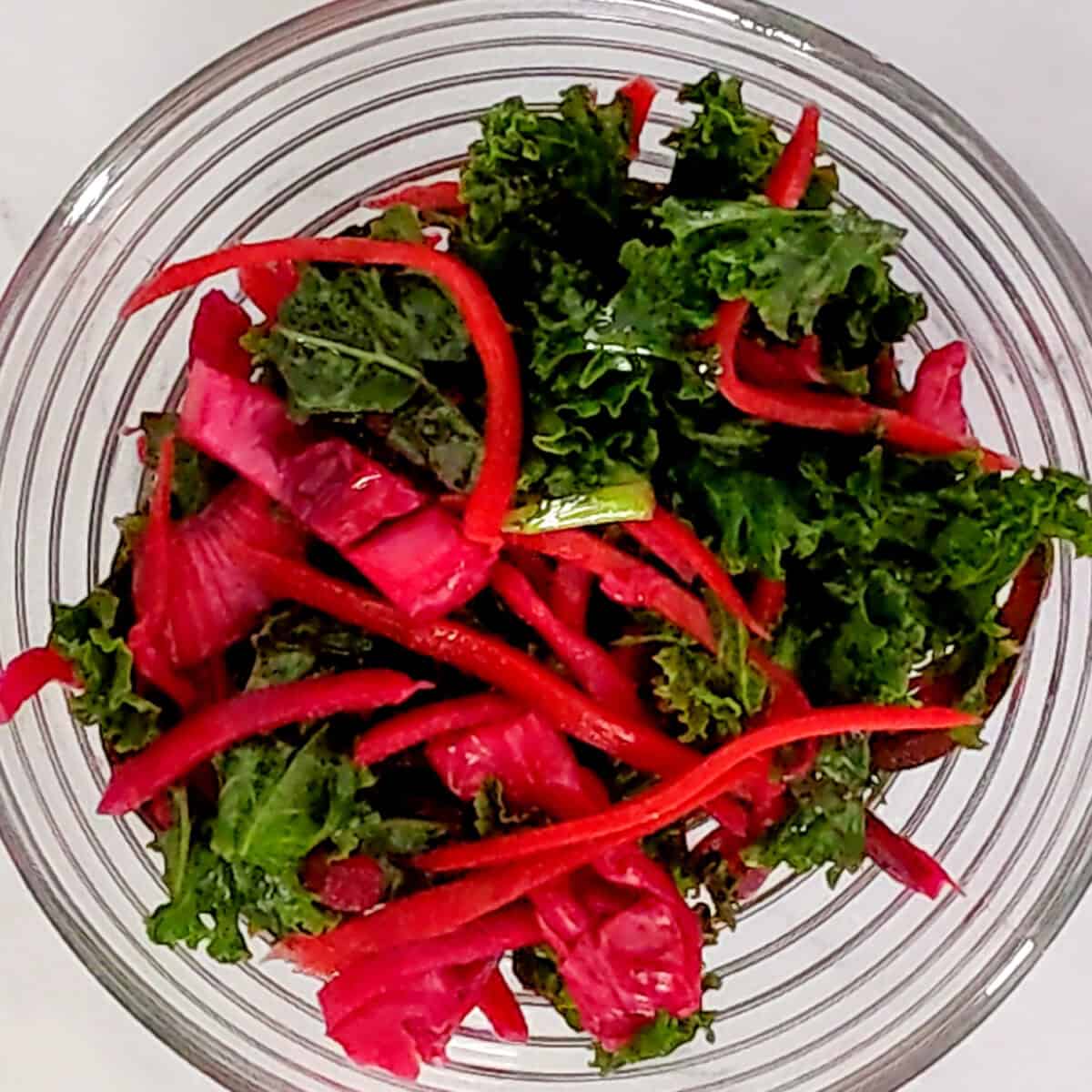 Kale Salad and Vegetables in a Bowl